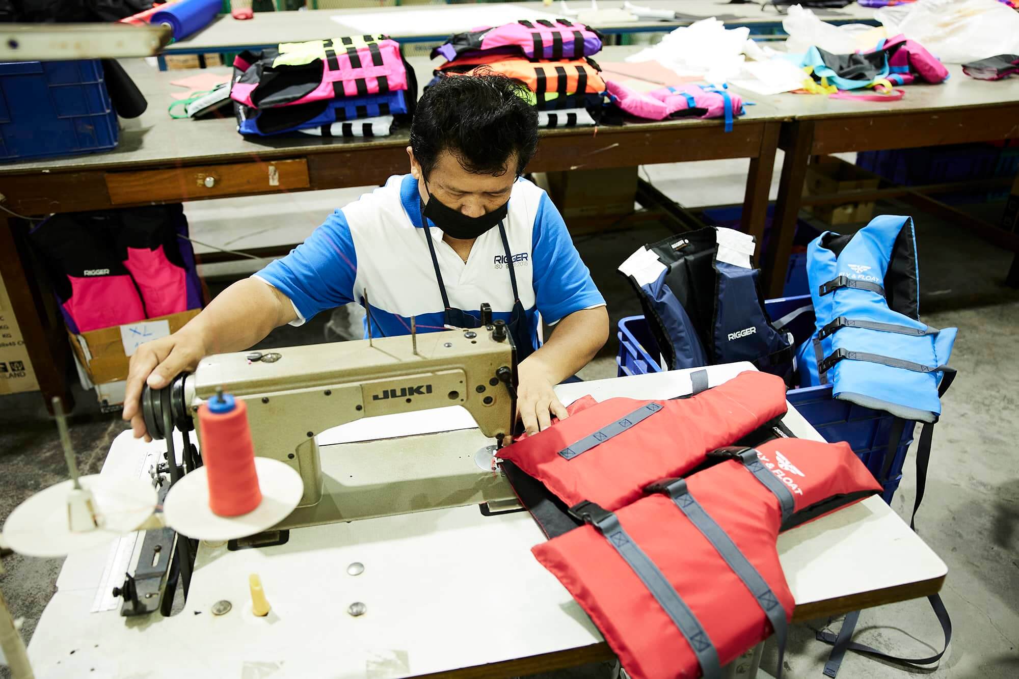 Sewing life jackets | Fly n Float Thailand