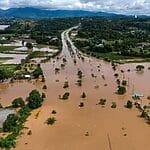 A drone view shows a flooded area, following the impact of Typhoon Yagi, in the northern province of Chiang Rai, Thailand, September 12, 2024. REUTERS/Anupong Intawong